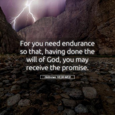Picture 05 - Hebrews 10:36 WEB - For you need endurance so that, having done the - Bible Verse Picture