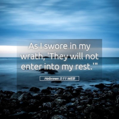 Picture 05 - Hebrews 3:11 WEB - As I swore in my wrath, 'They will not enter into - Bible Verse Picture