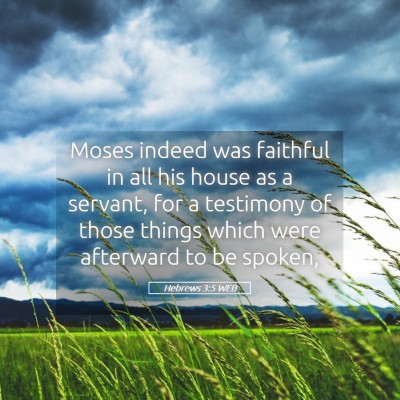 Picture 05 - Hebrews 3:5 WEB - Moses indeed was faithful in all his house as a - Bible Verse Picture