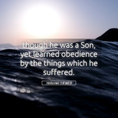 Picture 05 - Hebrews 5:8 WEB - though he was a Son, yet learned obedience by the - Bible Verse Picture