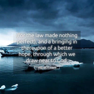 Picture 05 - Hebrews 7:19 WEB - (for the law made nothing perfect), and a - Bible Verse Picture