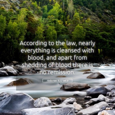 Picture 05 - Hebrews 9:22 WEB - According to the law, nearly everything is - Bible Verse Picture
