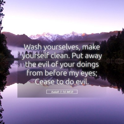 Picture 05 - Isaiah 1:16 WEB - Wash yourselves, make yourself clean. Put away - Bible Verse Picture