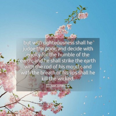 Picture 05 - Isaiah 11:4 WEB - but with righteousness shall he judge the poor, - Bible Verse Picture