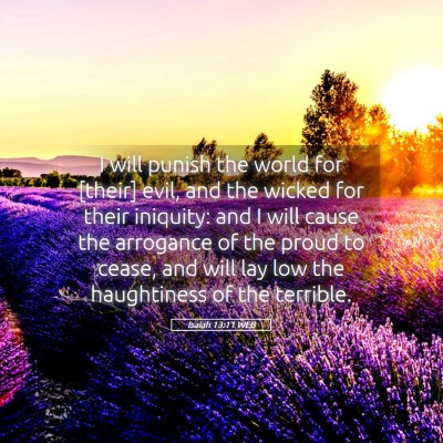 Picture 05 - Isaiah 13:11 WEB - I will punish the world for [their] evil, and the - Bible Verse Picture