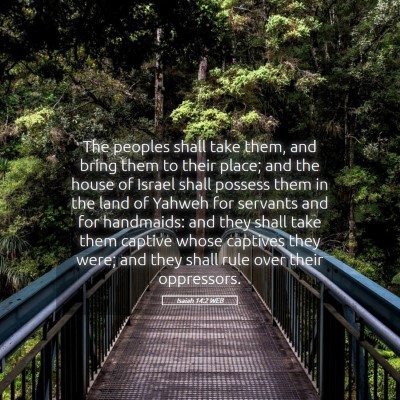 Picture 05 - Isaiah 14:2 WEB - The peoples shall take them, and bring them to - Bible Verse Picture