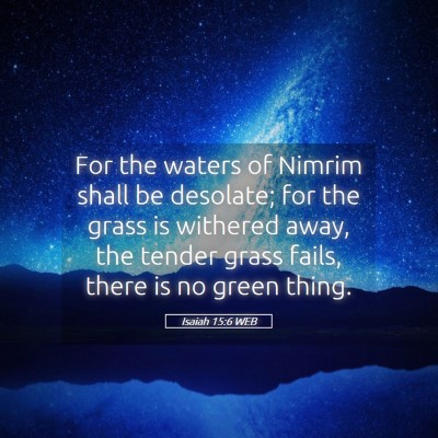 Picture 05 - Isaiah 15:6 WEB - For the waters of Nimrim shall be desolate; for - Bible Verse Picture