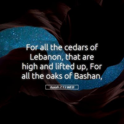 Picture 05 - Isaiah 2:13 WEB - For all the cedars of Lebanon, that are high and - Bible Verse Picture