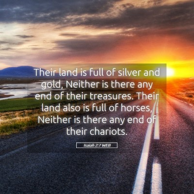Picture 05 - Isaiah 2:7 WEB - Their land is full of silver and gold, Neither is - Bible Verse Picture