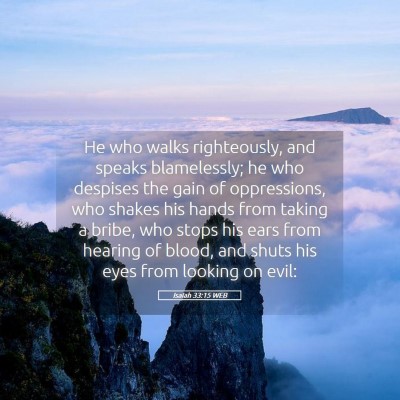 Picture 05 - Isaiah 33:15 WEB - He who walks righteously, and speaks blamelessly; - Bible Verse Picture