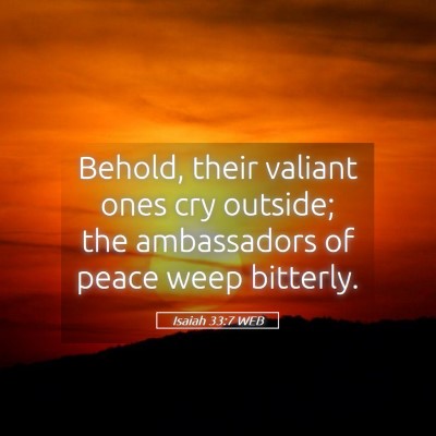 Picture 05 - Isaiah 33:7 WEB - Behold, their valiant ones cry outside; the - Bible Verse Picture