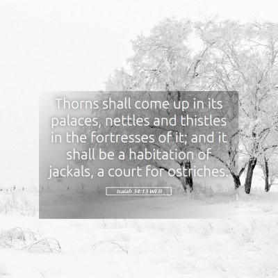 Picture 05 - Isaiah 34:13 WEB - Thorns shall come up in its palaces, nettles and - Bible Verse Picture