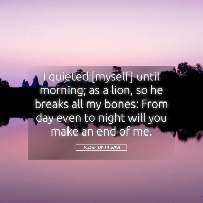 Picture 05 - Isaiah 38:13 WEB - I quieted [myself] until morning; as a lion, so - Bible Verse Picture