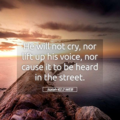 Picture 05 - Isaiah 42:2 WEB - He will not cry, nor lift up his voice, nor cause - Bible Verse Picture