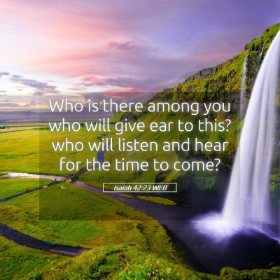 Picture 05 - Isaiah 42:23 WEB - Who is there among you who will give ear to this? - Bible Verse Picture