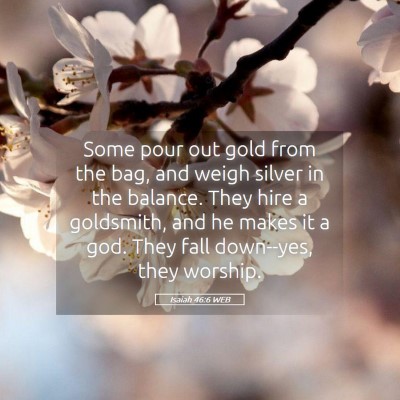 Picture 05 - Isaiah 46:6 WEB - Some pour out gold from the bag, and weigh silver - Bible Verse Picture