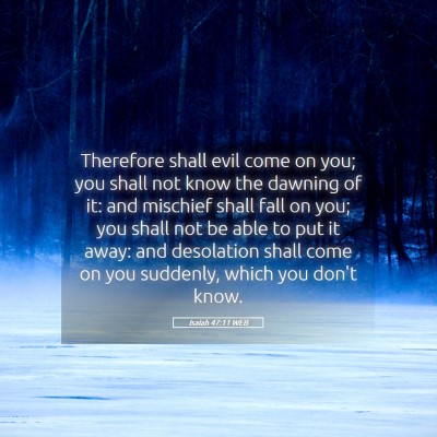 Picture 05 - Isaiah 47:11 WEB - Therefore shall evil come on you; you shall not - Bible Verse Picture