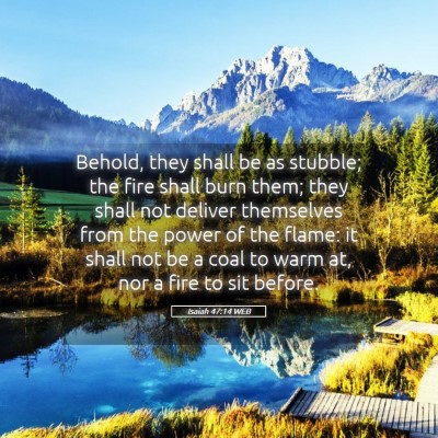 Picture 05 - Isaiah 47:14 WEB - Behold, they shall be as stubble; the fire shall - Bible Verse Picture
