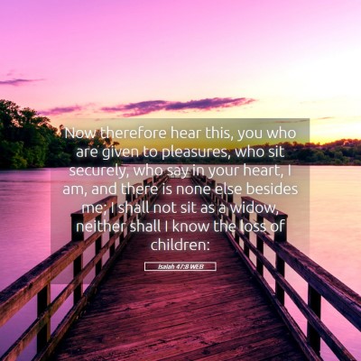 Picture 05 - Isaiah 47:8 WEB - Now therefore hear this, you who are given to - Bible Verse Picture