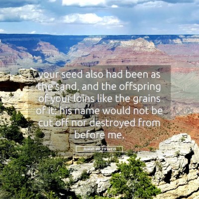Picture 05 - Isaiah 48:19 WEB - your seed also had been as the sand, and the - Bible Verse Picture