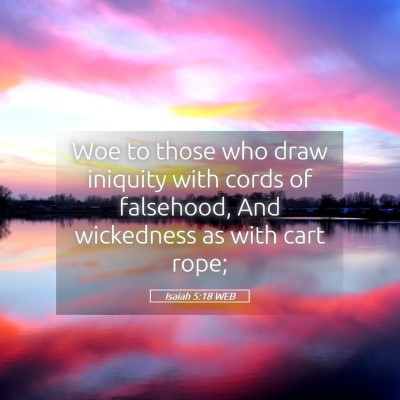 Picture 05 - Isaiah 5:18 WEB - Woe to those who draw iniquity with cords of - Bible Verse Picture