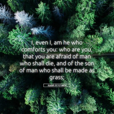 Picture 05 - Isaiah 51:12 WEB - I, even I, am he who comforts you: who are you, - Bible Verse Picture