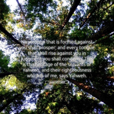 Picture 05 - Isaiah 54:17 WEB - No weapon that is formed against you shall - Bible Verse Picture