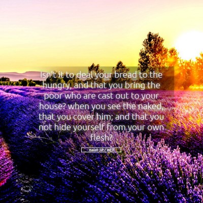 Picture 05 - Isaiah 58:7 WEB - Isn't it to deal your bread to the hungry, and - Bible Verse Picture