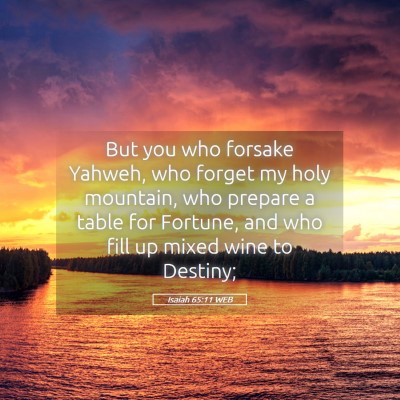 Picture 05 - Isaiah 65:11 WEB - But you who forsake Yahweh, who forget my holy - Bible Verse Picture