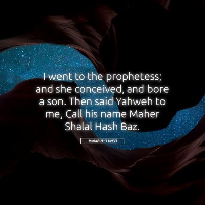 Picture 05 - Isaiah 8:3 WEB - I went to the prophetess; and she conceived, and - Bible Verse Picture