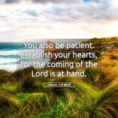 Picture 05 - James 5:8 WEB - You also be patient. Establish your hearts, for - Bible Verse Picture