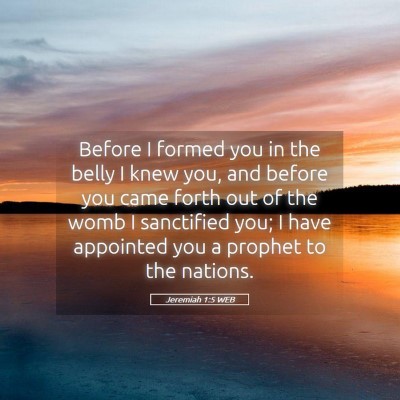 Picture 05 - Jeremiah 1:5 WEB - Before I formed you in the belly I knew you, and - Bible Verse Picture