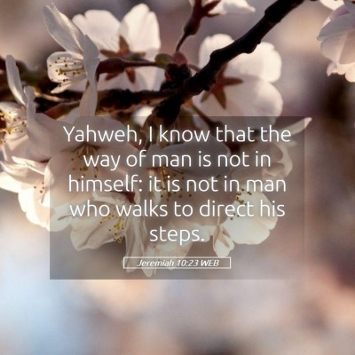 Picture 05 - Jeremiah 10:23 WEB - Yahweh, I know that the way of man is not in - Bible Verse Picture