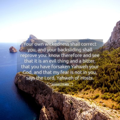 Picture 05 - Jeremiah 2:19 WEB - Your own wickedness shall correct you, and your - Bible Verse Picture