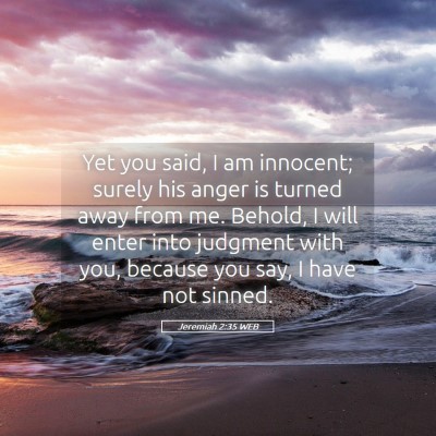 Picture 05 - Jeremiah 2:35 WEB - Yet you said, I am innocent; surely his anger is - Bible Verse Picture
