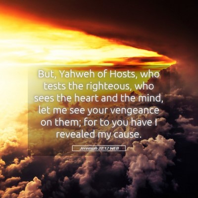 Picture 05 - Jeremiah 20:12 WEB - But, Yahweh of Hosts, who tests the righteous, - Bible Verse Picture