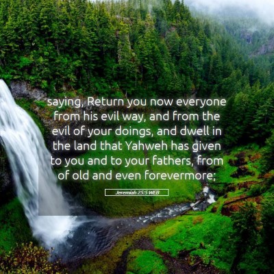 Picture 05 - Jeremiah 25:5 WEB - saying, Return you now everyone from his evil - Bible Verse Picture