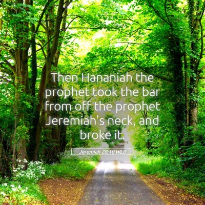 Picture 05 - Jeremiah 28:10 WEB - Then Hananiah the prophet took the bar from off - Bible Verse Picture