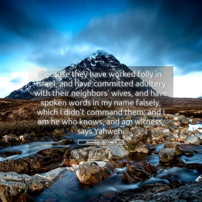 Picture 05 - Jeremiah 29:23 WEB - because they have worked folly in Israel, and - Bible Verse Picture