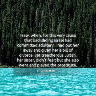 Picture 05 - Jeremiah 3:8 WEB - I saw, when, for this very cause that backsliding - Bible Verse Picture