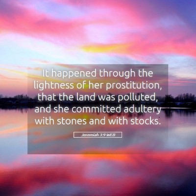 Picture 05 - Jeremiah 3:9 WEB - It happened through the lightness of her - Bible Verse Picture