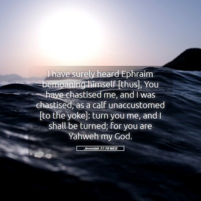 Picture 05 - Jeremiah 31:18 WEB - I have surely heard Ephraim bemoaning himself - Bible Verse Picture