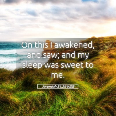 Picture 05 - Jeremiah 31:26 WEB - On this I awakened, and saw; and my sleep was - Bible Verse Picture