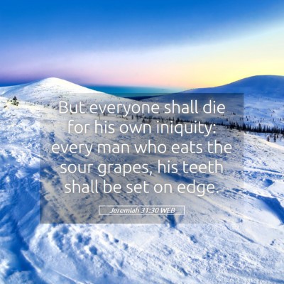 Picture 05 - Jeremiah 31:30 WEB - But everyone shall die for his own iniquity: - Bible Verse Picture
