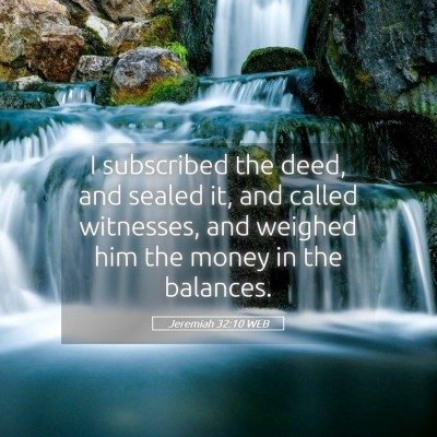 Picture 05 - Jeremiah 32:10 WEB - I subscribed the deed, and sealed it, and called - Bible Verse Picture