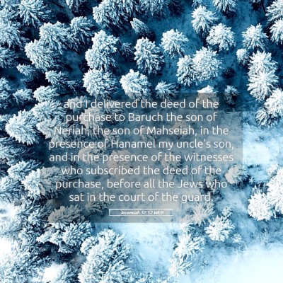 Picture 05 - Jeremiah 32:12 WEB - and I delivered the deed of the purchase to - Bible Verse Picture