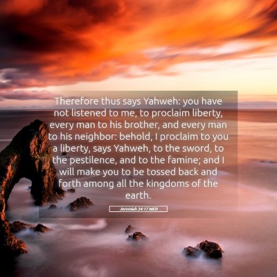 Picture 05 - Jeremiah 34:17 WEB - Therefore thus says Yahweh: you have not listened - Bible Verse Picture