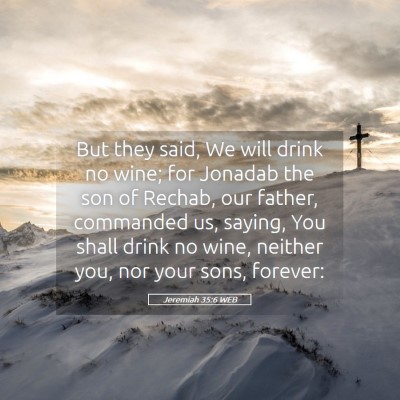 Picture 05 - Jeremiah 35:6 WEB - But they said, We will drink no wine; for Jonadab - Bible Verse Picture