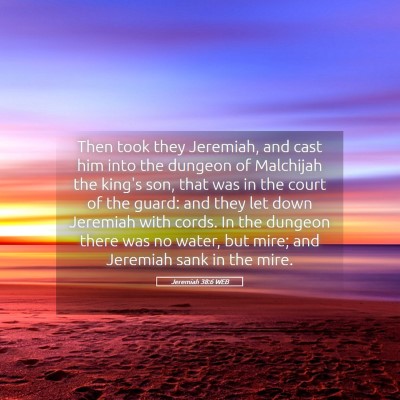 Picture 05 - Jeremiah 38:6 WEB - Then took they Jeremiah, and cast him into the - Bible Verse Picture