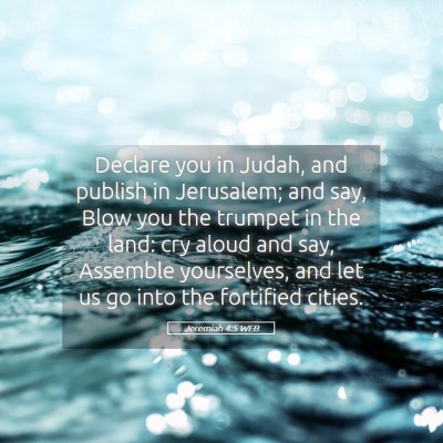Picture 05 - Jeremiah 4:5 WEB - Declare you in Judah, and publish in Jerusalem; - Bible Verse Picture